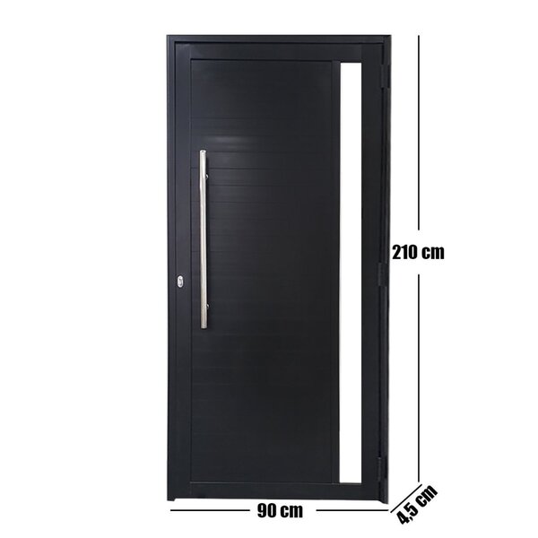 Porta Lambril De Alumínio Preto Com Puxador E Vidro Linha 30 Roma