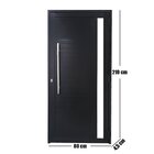 Porta Lambril De Alumínio Preto Com Puxador E Vidro Linha 30