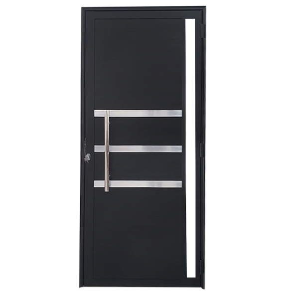 Porta Lambril De Alumínio Preto Com Puxador, Friso E Vidro Li