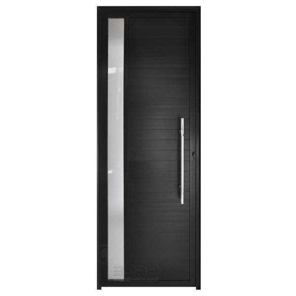 Porta Lambril De Alumínio Preto Com Vidro E Puxador Hale Esqu