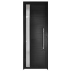 Porta Lambril De Alumínio Preto Com Vidro E Puxador Hale Esqu