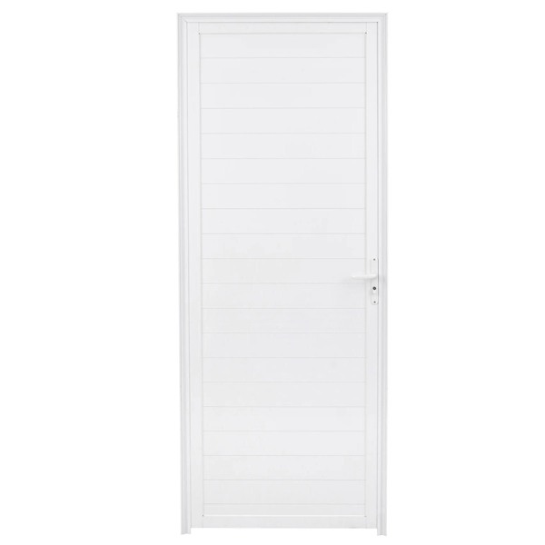 Porta Lambril de Giro Alumínio Branco com Fechadura 2,10x0,80m Lado Esquerdo Linha Home 3A Alumínio