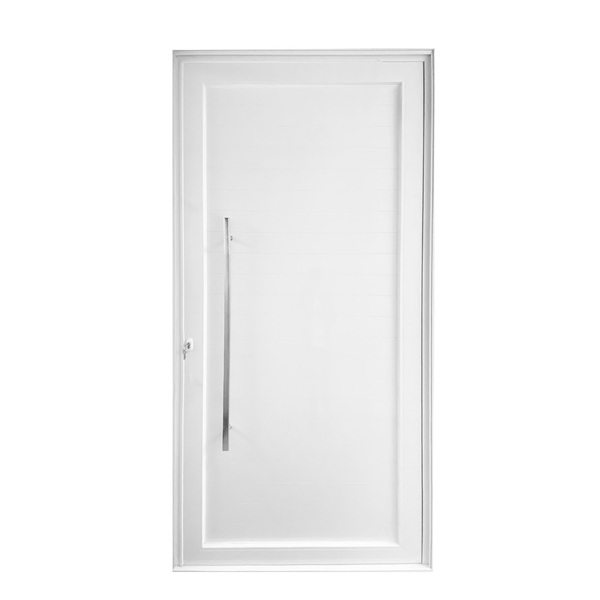 Porta Lambril de Giro Alumínio Branco com Fechadura com Puxador 2,15x0,98m Lado Direito Linha Sociale 3A Alumínio