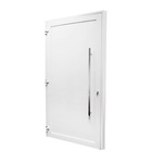 Porta Lambril de Giro Alumínio Branco com Fechadura com Puxador 2,15x1,20m Lado Direito Linha Sociale 3A Alumínio