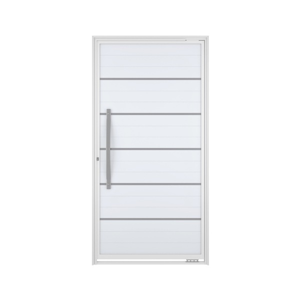 Porta Lambril Pivotante Alumínio Branco com Friso 2,15x1,05m Lado Esquerdo Linha Lucasa Ideale Lucasa