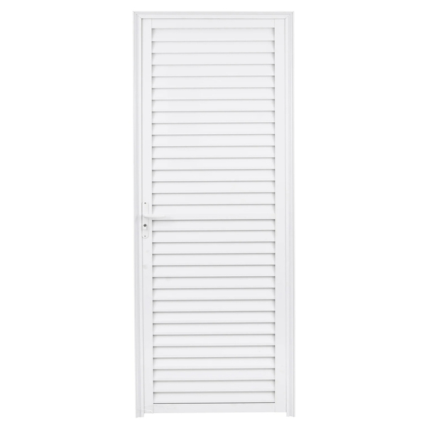 Porta Laminada de Giro Alumínio Branco 2,10x0,70m Lado Direito Linha Home 3A Alumínio
