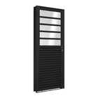 Porta Laminada de Giro Esquerdo Mista com Travessa 1 Folha Aço Pintado Preto 215x85cm Riobras