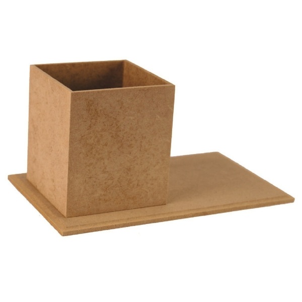 Porta Lápis Em Mdf Com Base Cru 17x10x8,5cm - Decorss