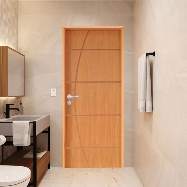 Porta Lisa Padrão Imbuia Belíssima 5 Batente Ecológico 11 Fec