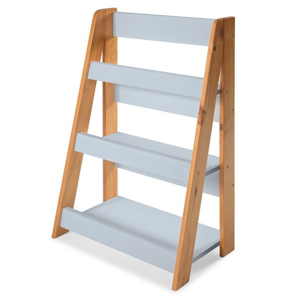 Porta Livros De Chão 85cm X 24 Cm X 58 Cm Azul Bb/amêndoa