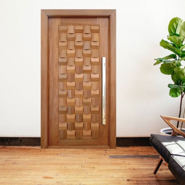 Porta Madeira Maciça Jequitibá Modelo Diamante 210 X 100 Cm