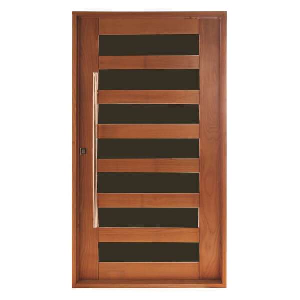 Porta Madrid Com Vidro Em Madeira Maciça Tauari Mapaf 72cm X