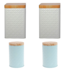 Porta Mantimento Com Tampa De Bambu Potes De Cozinha 4 Unids