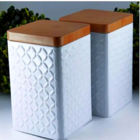 Porta Mantimento Com Tampa De Bambu Potes De Cozinha 4 Unids