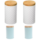 Porta Mantimento Com Tampa De Bambu Potes De Cozinha 4 Unids