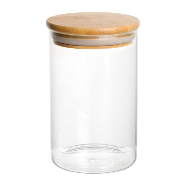 Porta Mantimento de Vidro Hermético Com Tampa De Bambu 700ml