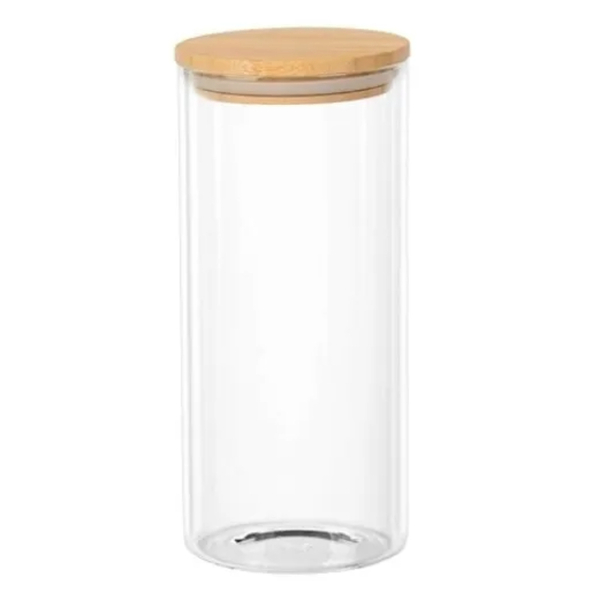 Porta Mantimento Vidro Borossilicato Tampa Bambu 1 4 L - Dyna