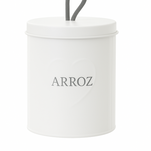Porta Mantimentos Com Tampa Puxador De Corda 11x15cm Arroz