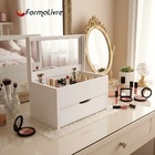 Porta Maquiagem Caixa Organizadora com Espelho Branco Laca