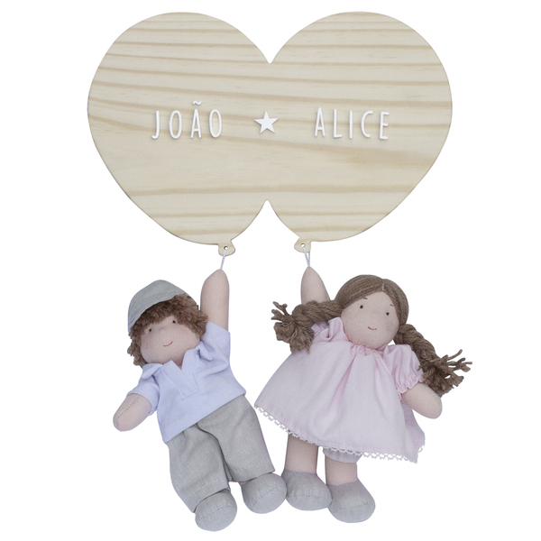 Porta Maternidade Bexigas Com Menina E Menino Gêmeos