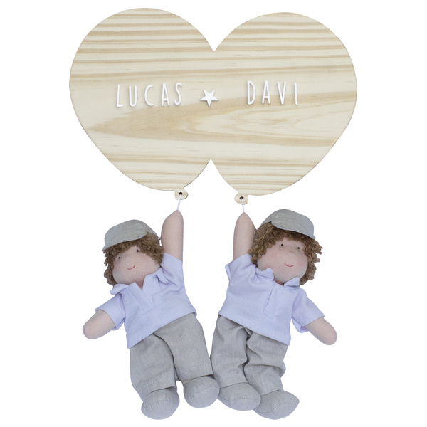 Porta Maternidade Bexigas Com Meninos Gêmeos