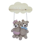 Porta Maternidade Nuvem Balança Casal De Ursinhos Gêmeos