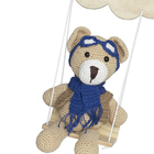 Porta Maternidade Nuvem Balança Com Ursinho Aviador Marinho