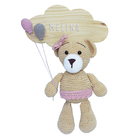 Porta Maternidade Nuvem Ursinha De Saia Rosa  Com Bexigas