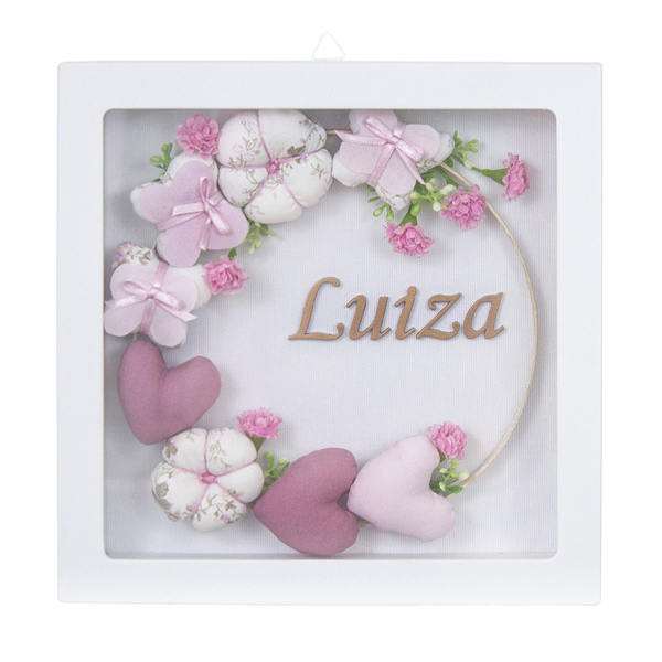 Porta Maternidade Quadro Acrílico Jardim Flores E Borboleta