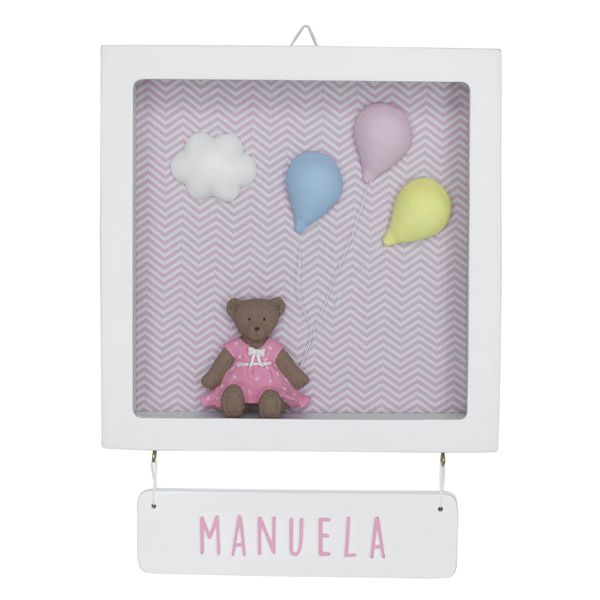 Porta Maternidade Quadro Acrílico Ursinha Com Bexiga