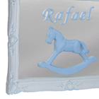 Porta Maternidade Quadro Cavalinho De Balanço Azul Quarto Beb