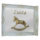 Porta Maternidade Quadro Cavalinho De Balanço Dourado Quarto