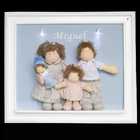 Porta Maternidade Quadro Luz De Led Família Irmã Com Bebê