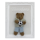 Porta Maternidade Quadro Urso Marrom Roupa De Crochê E Bola