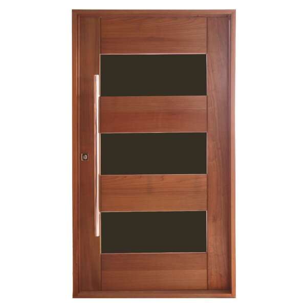 Porta Milão Com Vidro Em Madeira Maciça Tauari Mapaf 70cm X 2