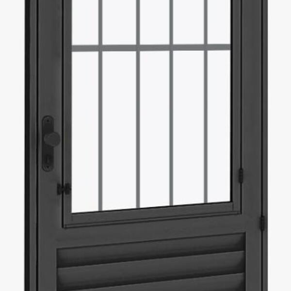 Porta Mista Postigo Alumínio Preto 0,80 (l) X 2,10 (a) X 0,05
