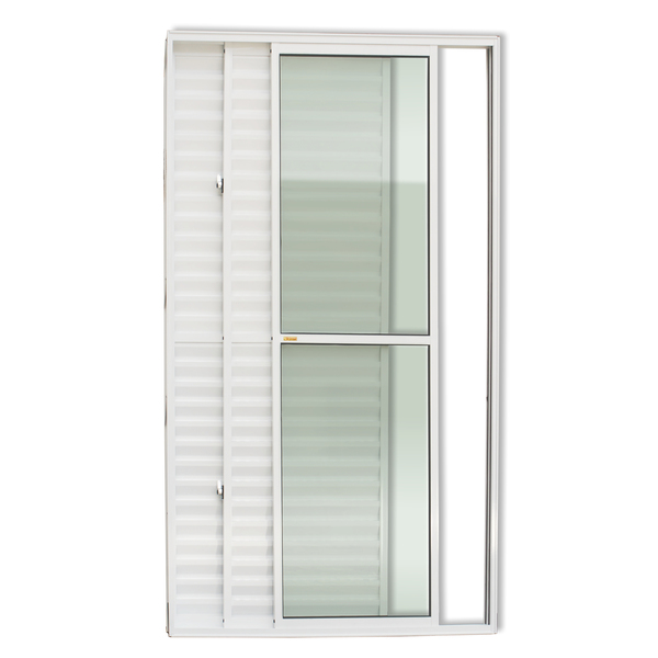 Porta Montada Balcão de Correr Veneziana Metal Alumínio Super 25 Direito 2,10x1,50m Brimak