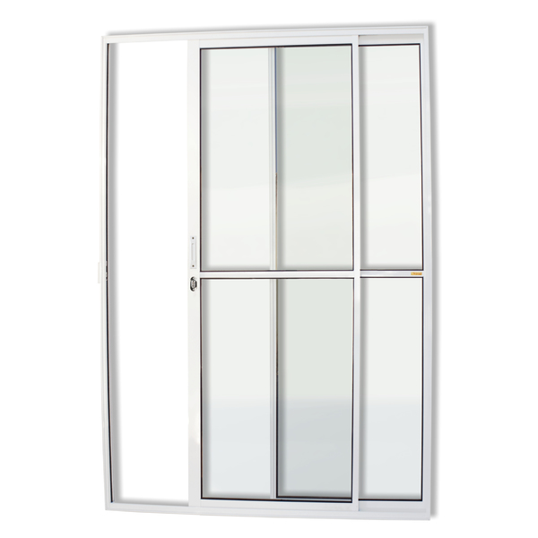 Porta Montada de Correr 2 Folhas com Visor Metal Alumínio Super 25 Esquerdo 2,10x1,50m Brimak