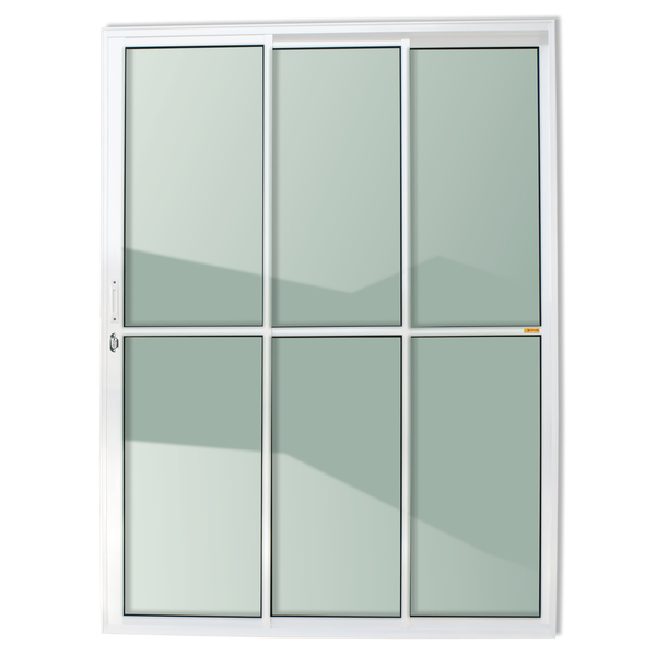 Porta Montada de Correr 3 Folhas com Visor Metal Alumínio Super 25 Esquerdo 2,10x1,80m Brimak