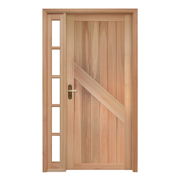 Porta Montada de Giro Lisa Madeira Eucalipto Maciça EWK P14 Direito 2,13x1,19m Rondosul
