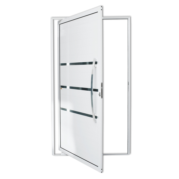 Porta Montada Pivotante Decorada Metal Alumínio Super 25 Evolution Direito 2,10x1,00m Brimak