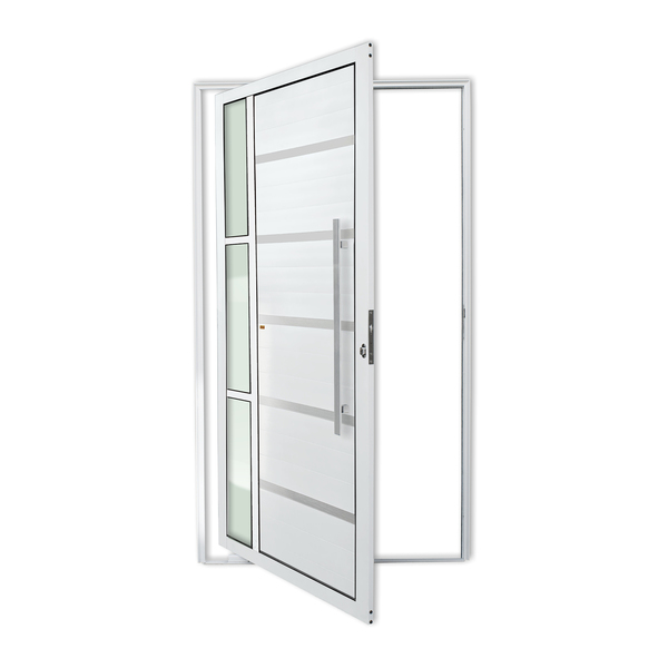 Porta Montada Pivotante Decorada Metal Alumínio Super 25 Miraggio Direito 2,10x1,00m Brimak