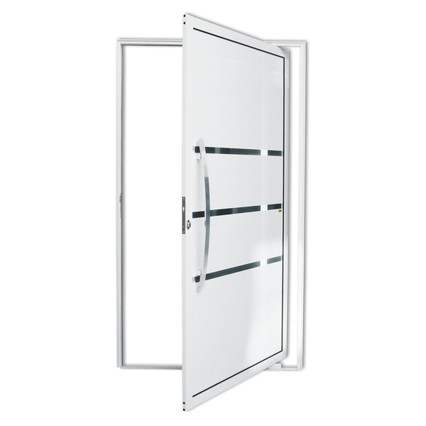 Porta Montada Pivotante Decorada Metal Alumínio Super 25 Evolution Esquerdo 2,10x1,20m Brimak