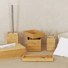Porta Objeto de Banheiro Madeira Quadrado Bamboo Natural Sensea