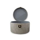 Porta Objetos Circular Moderno Cinza Em Courino M