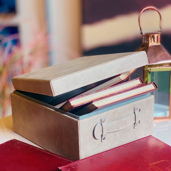 Porta Objetos Decor Moderno Cinza Em Courino M