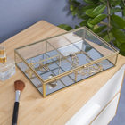 Porta objetos Retangular Dourado Bancada 25 x 6 x 16 Oikos