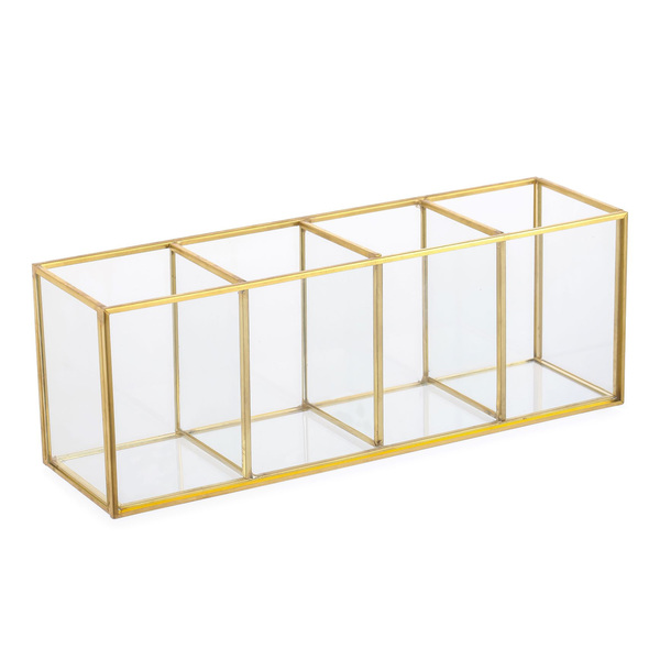 Porta objetos Retangular Dourado Bancada 25 x 9 x 7 Oikos