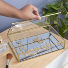 Porta objetos Retangular Dourado para Bancada 25 x 6 x 16 Oikos