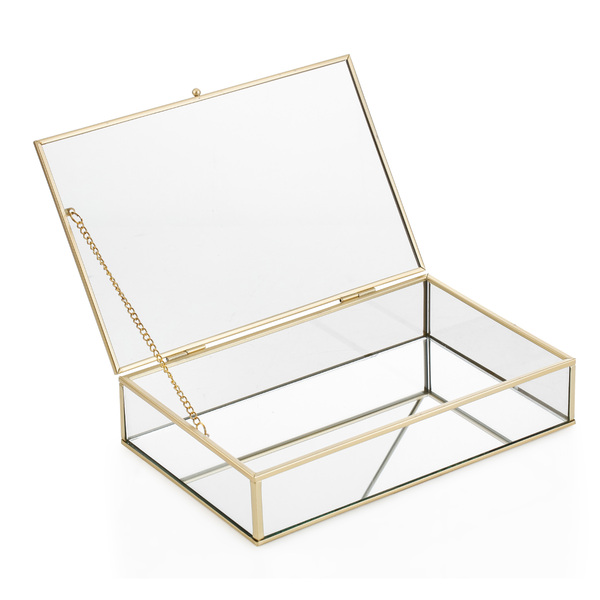 Porta objetos Retangular Dourado para Bancada 25 x 6 x 16 Oikos